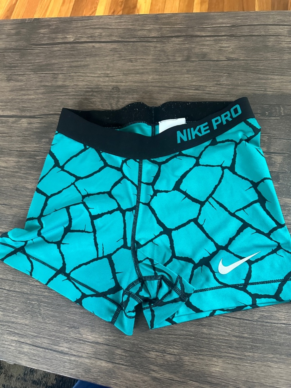 Nike Pro Turquoise Black Crackle Compression Shorts